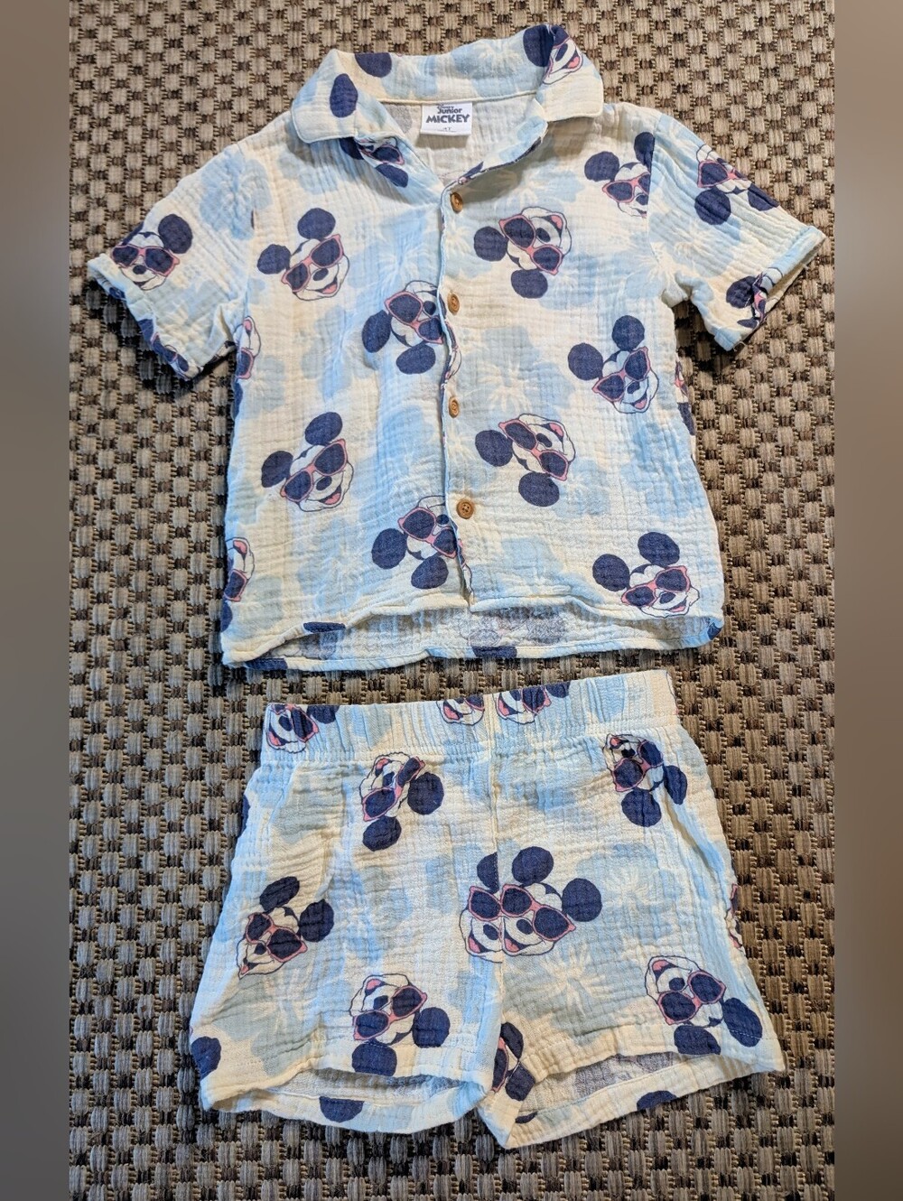 Disney Mickey Mouse Toddler Boy Matching Set Cotton Outfit Magic Kingdom Size 4T